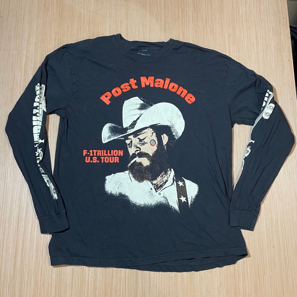 Post Malone Long Sleeve Shirt Mens F-1 Trillion U.S. Tour 2024 Black XL
